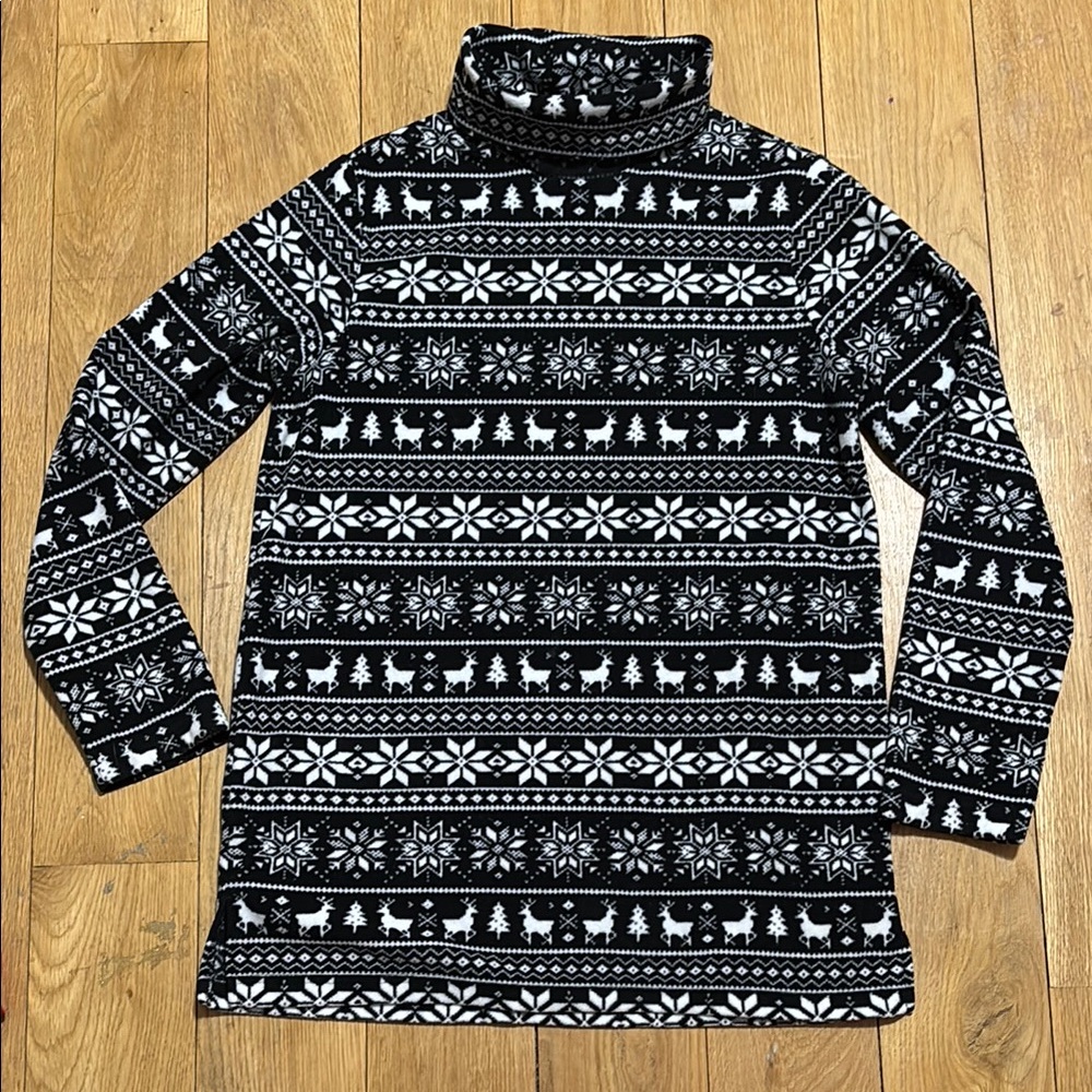 Lands’ End Black and White Women’s Fleece Tunic